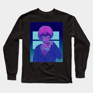 Neon, Anime, Cyan Blood, Pink hair, Digital Painting Long Sleeve T-Shirt